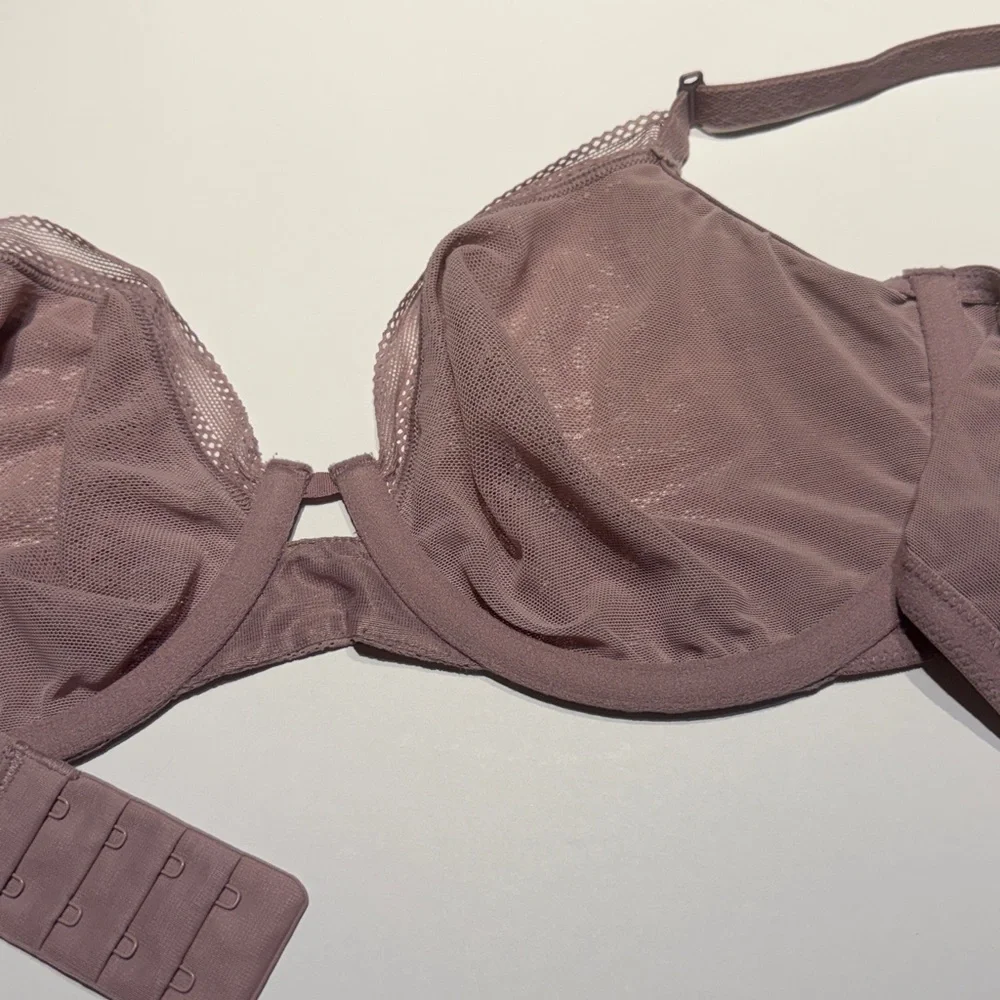 Soma Unlined Elderberry Mauve Lace Perfect‎ Coverage Underwire Bra Sz 36D